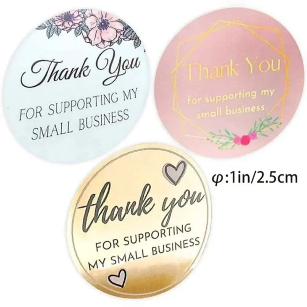 500 Stickers Multicolor Floral Thank You for Supporting my Small Business 1